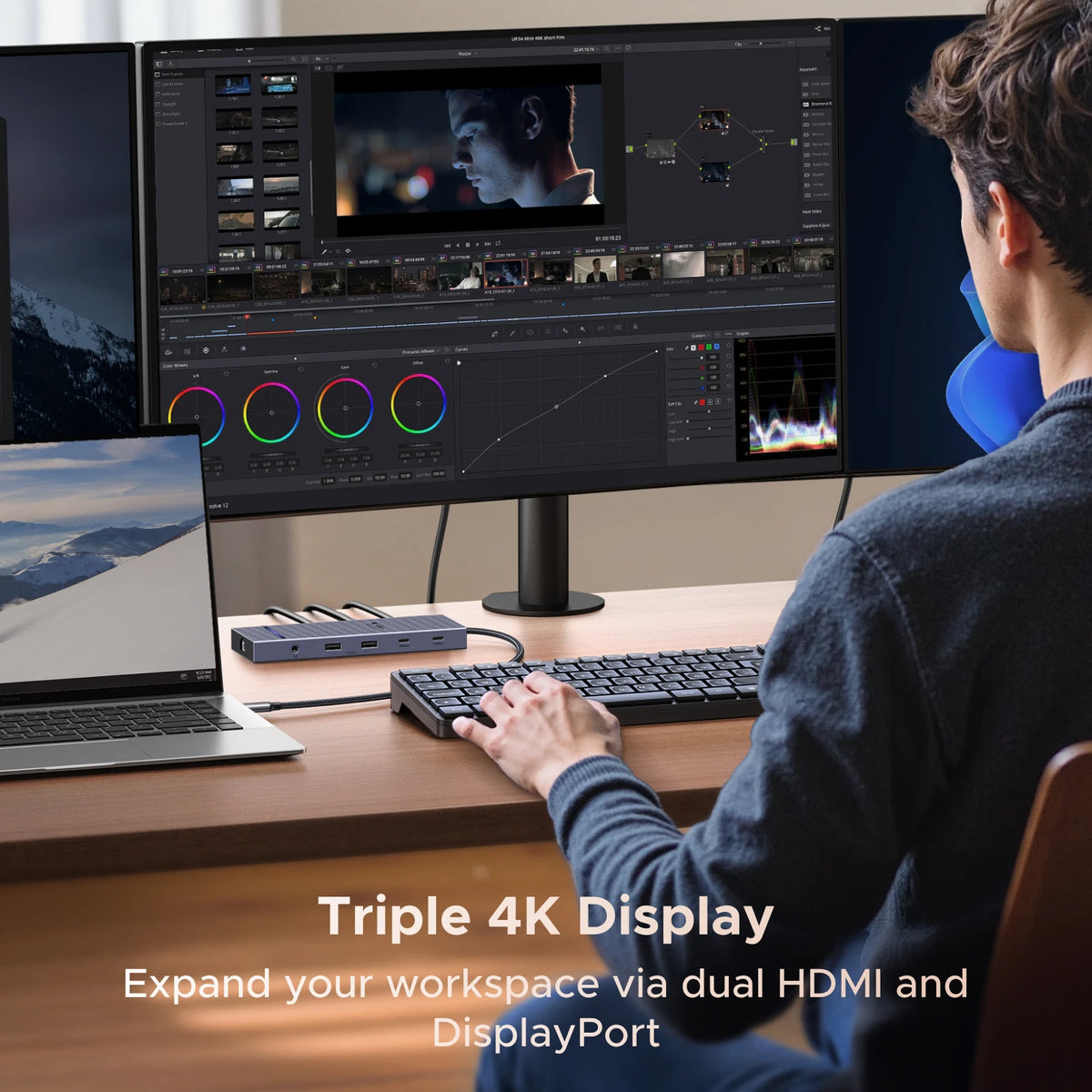 12-in-1 USB-C Triple Display Docking Station for Laptops