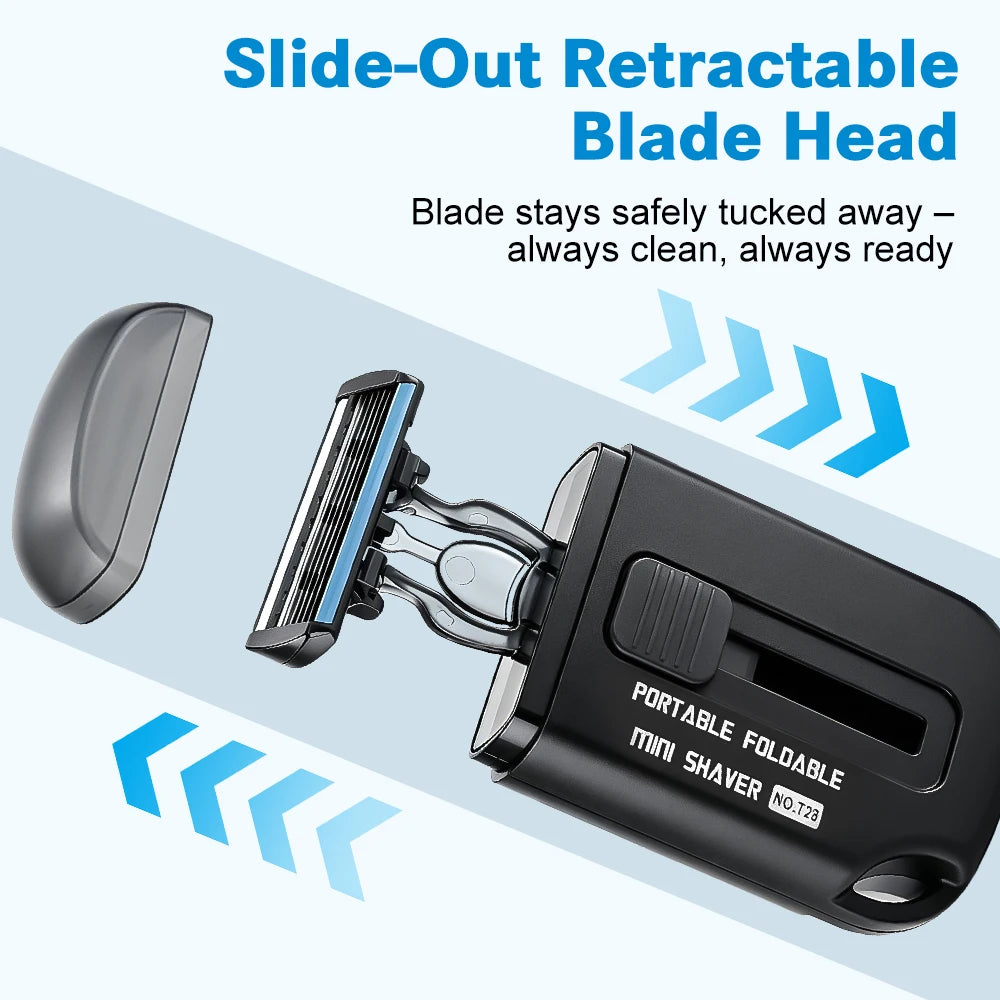 Portable Men's Retractable Manual 6-Layer Blade Shaver