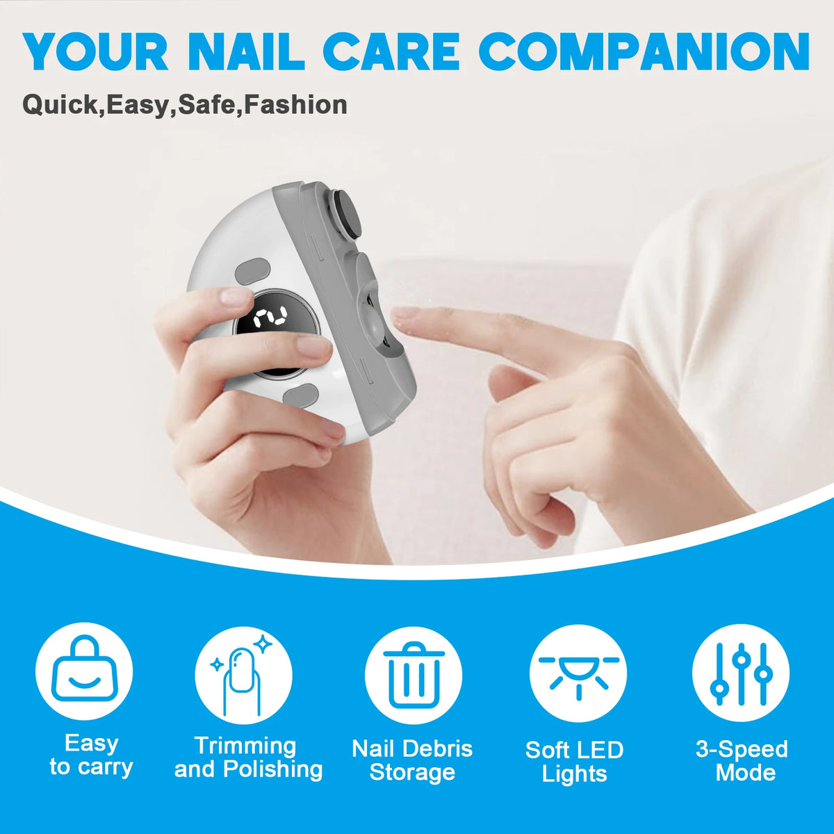 Electric Automatic Nail Trimmer and Polisher