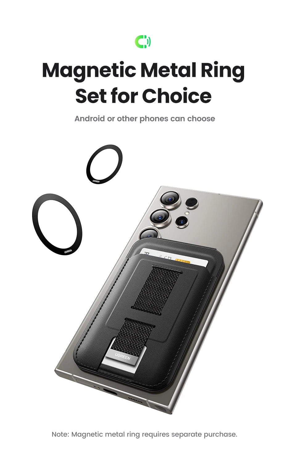 Magnetic Phone Card Holder Wallet with Kickstand for iPhone - 15