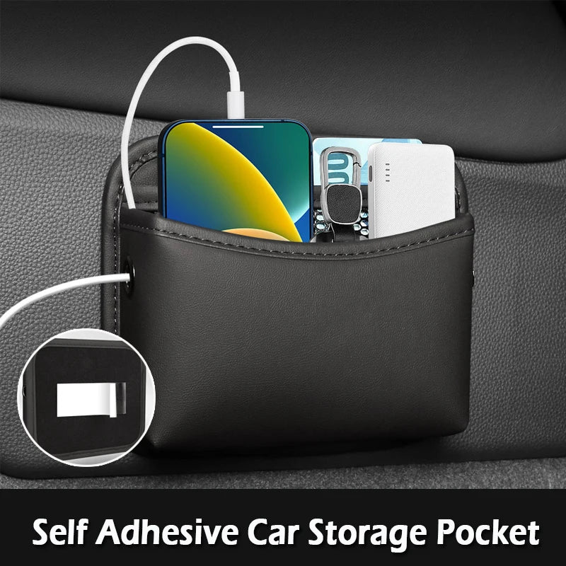 Adhesive Car Seat Side Storage Pocket for Phone and Accessories