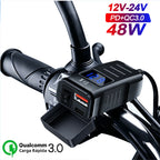 Motorcycle Handlebar USB Type C Charger with Voltmeter and Power Switch
