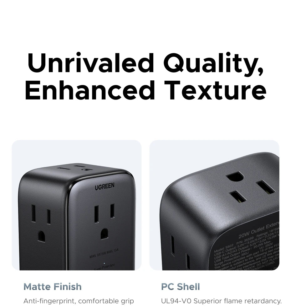20W Outlet Extender with 4 AC Outlets and 4 USB Charging Ports - 12