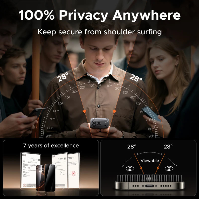 Anti-Spy Tempered Glass Privacy Screen Protector for iPhone - 2