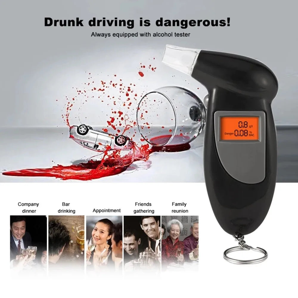Digital Alcohol Breath Tester with LCD Display and 5 Mouthpieces