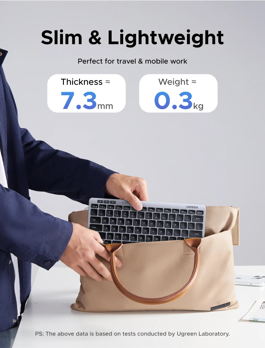 Dual-Mode Bluetooth 5.3 Wireless Slim Keyboard for Multi-Device