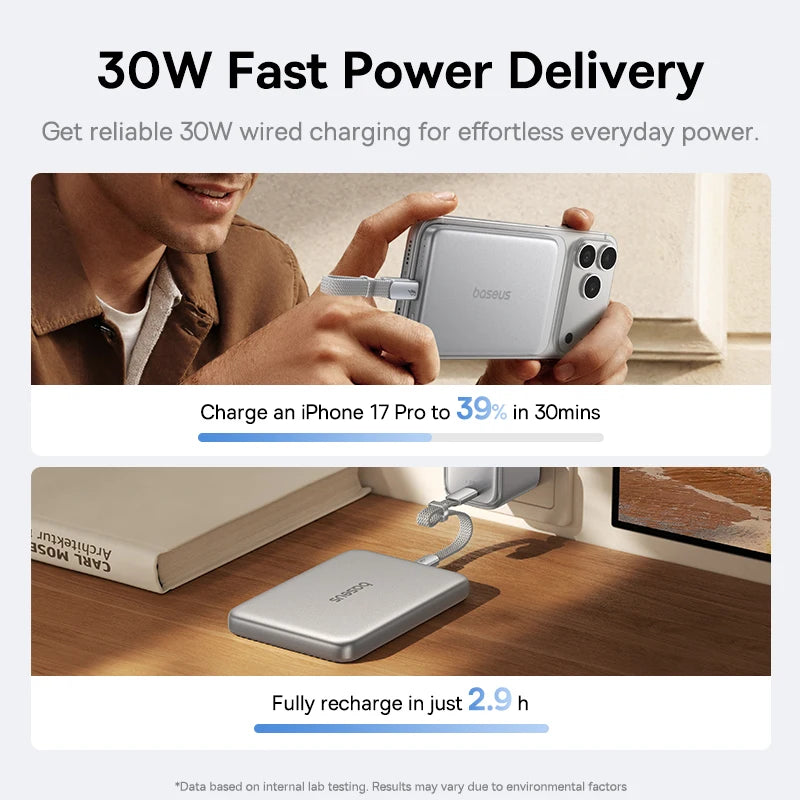 10000mAh Magnetic Wireless Power Bank with 30W Fast Charging