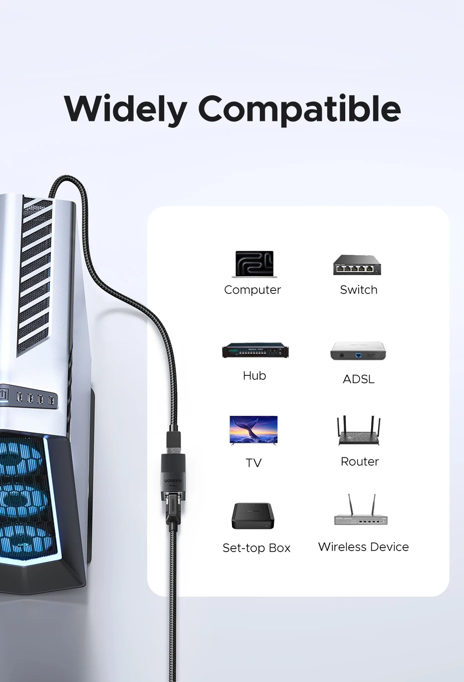 RJ45 Ethernet Cable Extender Adapter 10Gbps Female to Female - 15
