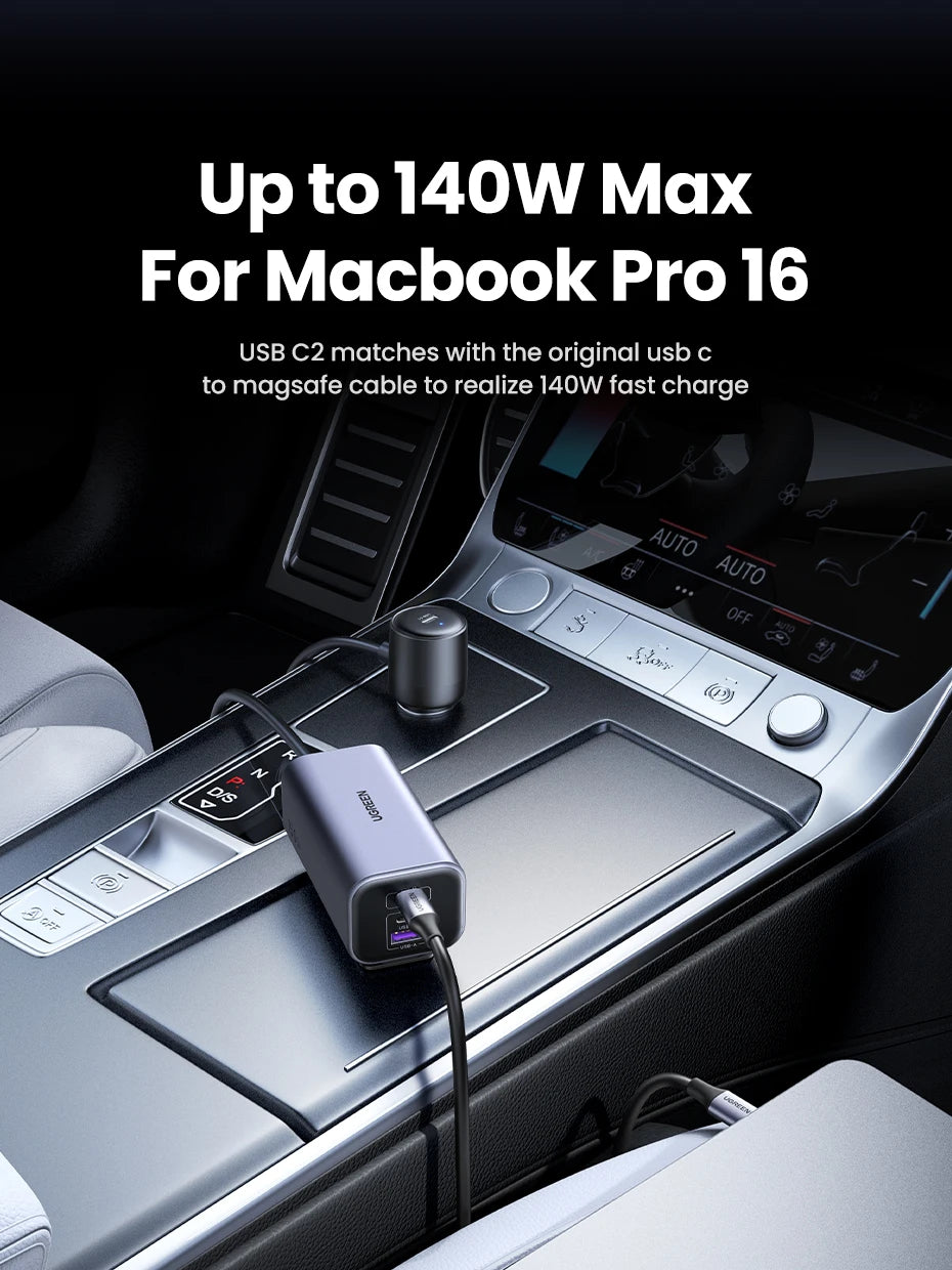 150W Fast Car Charger with 4 USB-C and USB-A Ports - 9