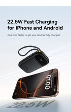 22.5W Fast Charging Power Bank with Built-in Cables