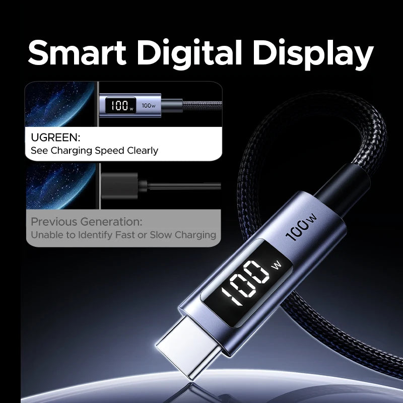 100W USB-C Fast Charging Cable with Digital Power Display - 2
