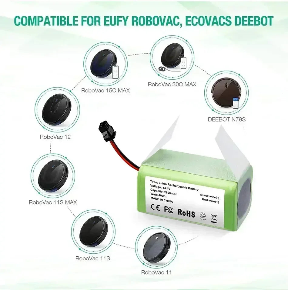 14.4V 6800mAh Rechargeable Replacement Battery for Robot Vacuums