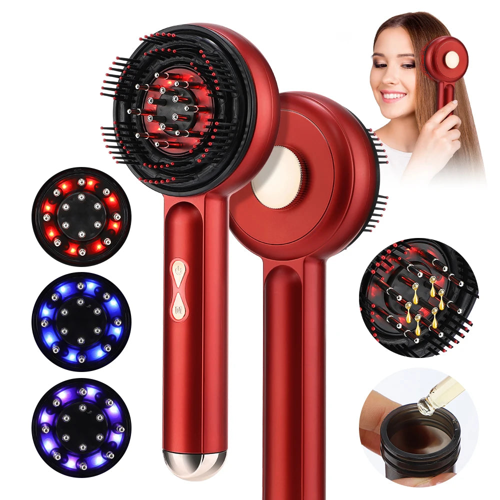 Electric Scalp Massage Comb with Red Light and Liquid Applicator