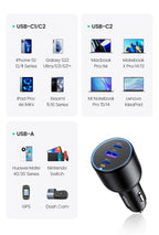 130W 3-Port Fast Car Charger for Laptops and Smartphones