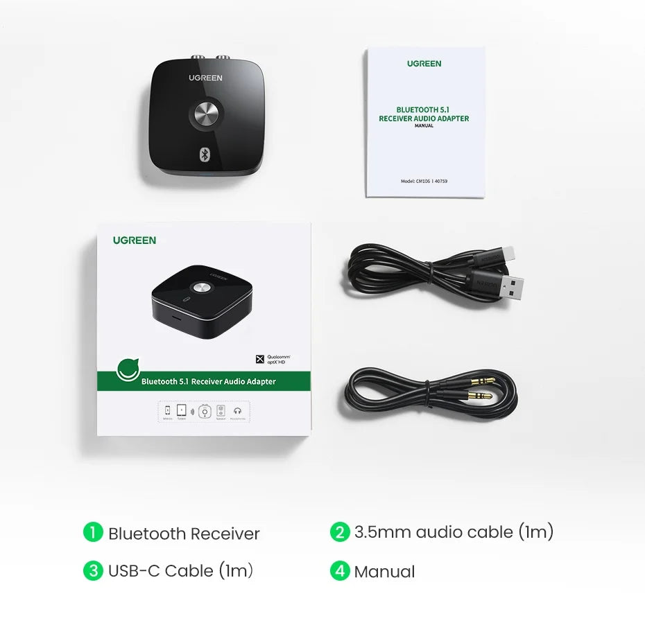 Bluetooth 5.1 RCA & 3.5mm Wireless Audio Receiver with aptX HD - 29