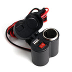 Motorcycle Handlebar 12V USB Charger and Cigarette Lighter Socket