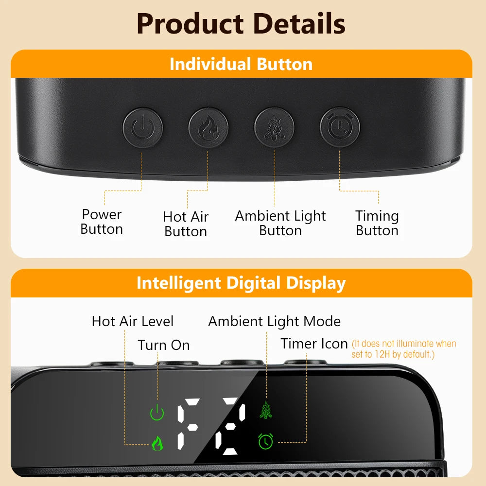 Portable Electric Ceramic Space Heater for Home and Office - 18