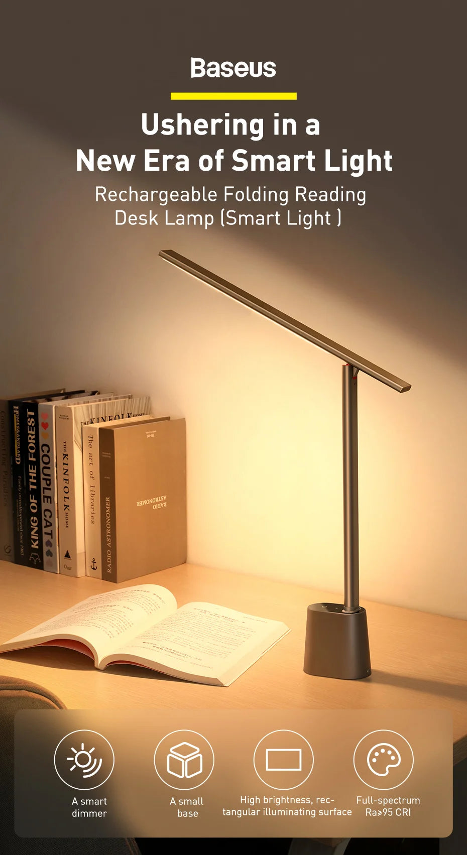 Foldable Rechargeable LED Desk Lamp with Auto Dimming