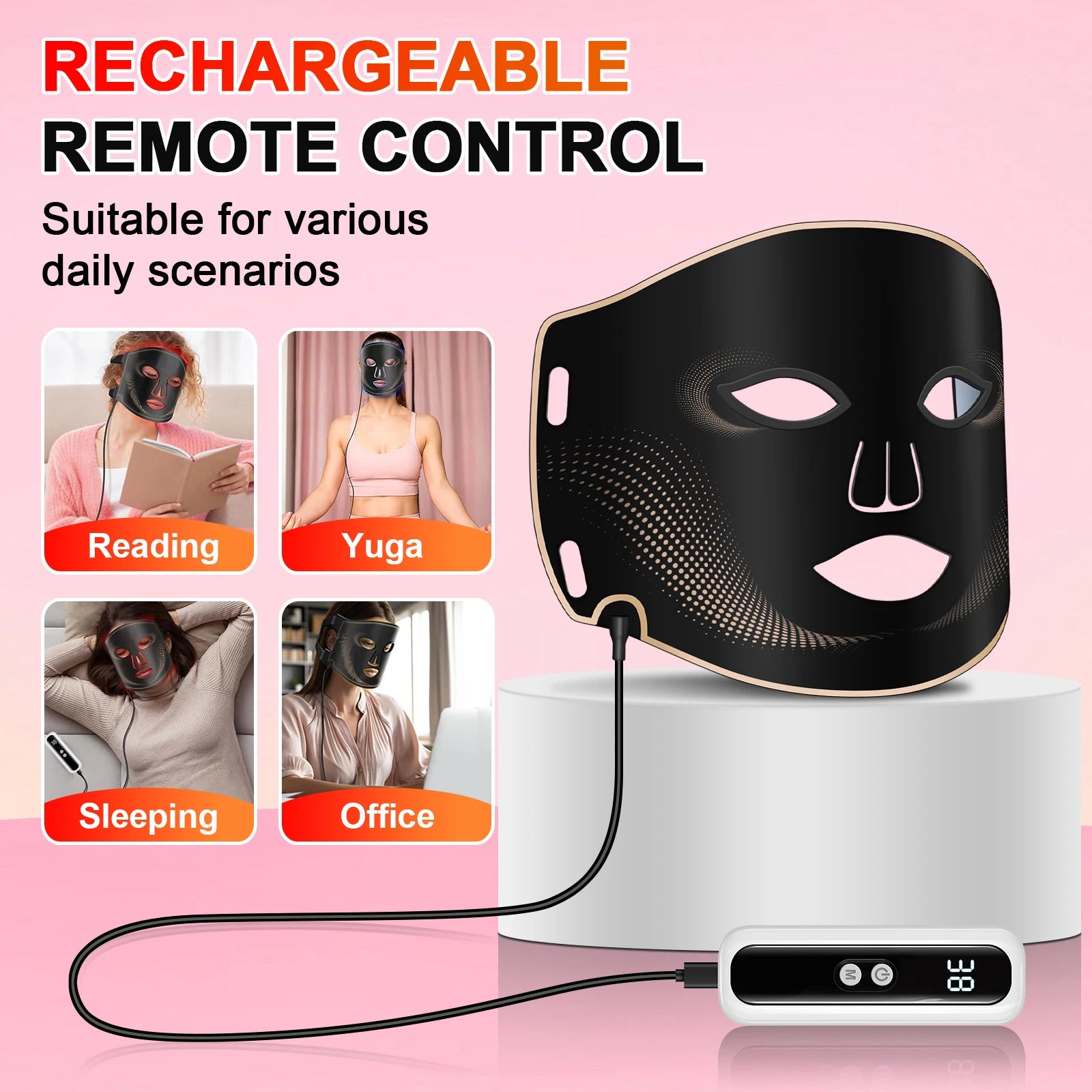 7-Color LED Light Therapy Facial Mask - 12