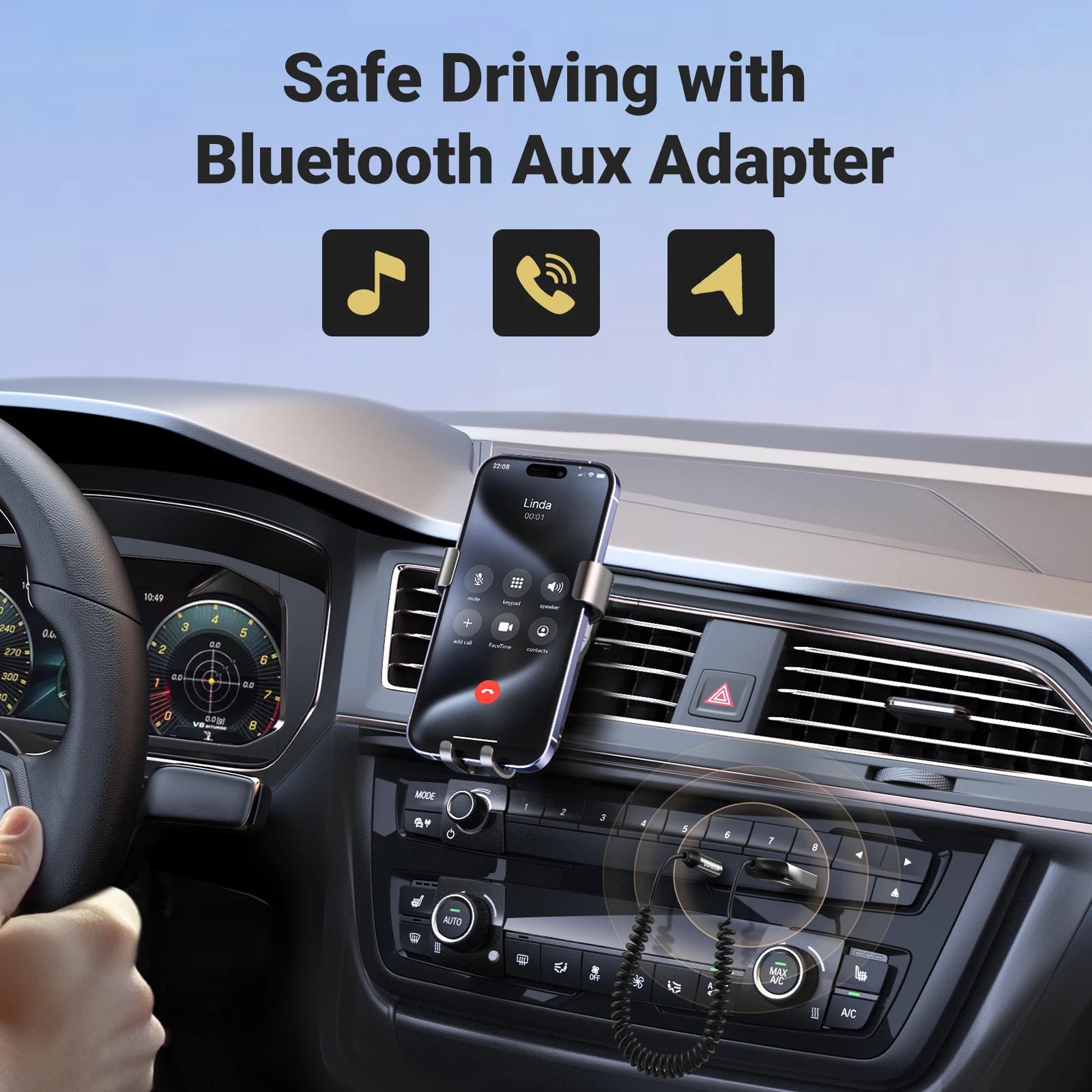 Bluetooth 5.3 Car Audio Receiver with 3.5mm AUX Adapter - 3
