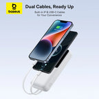 20000mAh Portable Power Bank with Integrated Fast Charging Cables