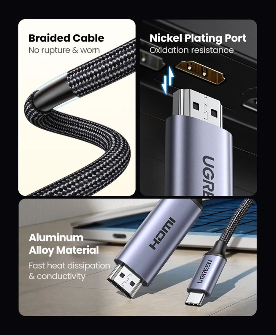 8K USB-C to HDMI Adapter Cable 60Hz High-Speed Video Lead