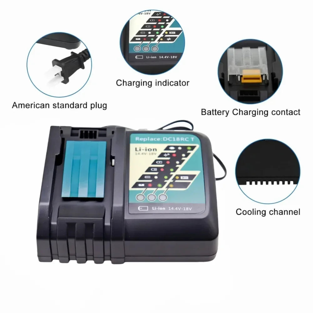 Rapid Battery Charger for 14.4V-18V Li-ion Power Tool Batteries