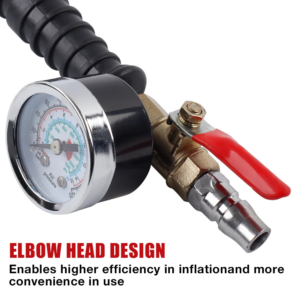 Heavy-Duty Tire Inflator with Pressure Gauge 0-220 PSI - 4