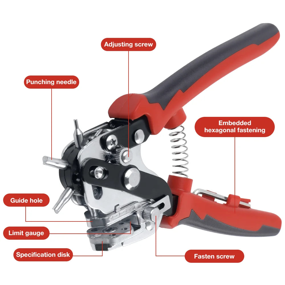Heavy-Duty Rotary Leather and Belt Hole Puncher
