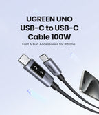 100W USB-C Fast Charging Cable with LED Emoji Display