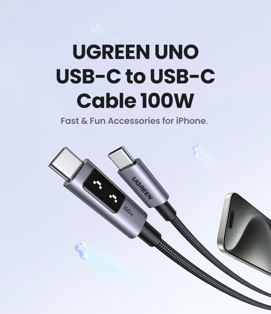 100W USB-C Fast Charging Cable with LED Status Display