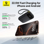 22.5W Fast Charging Power Bank with Built-in Cables