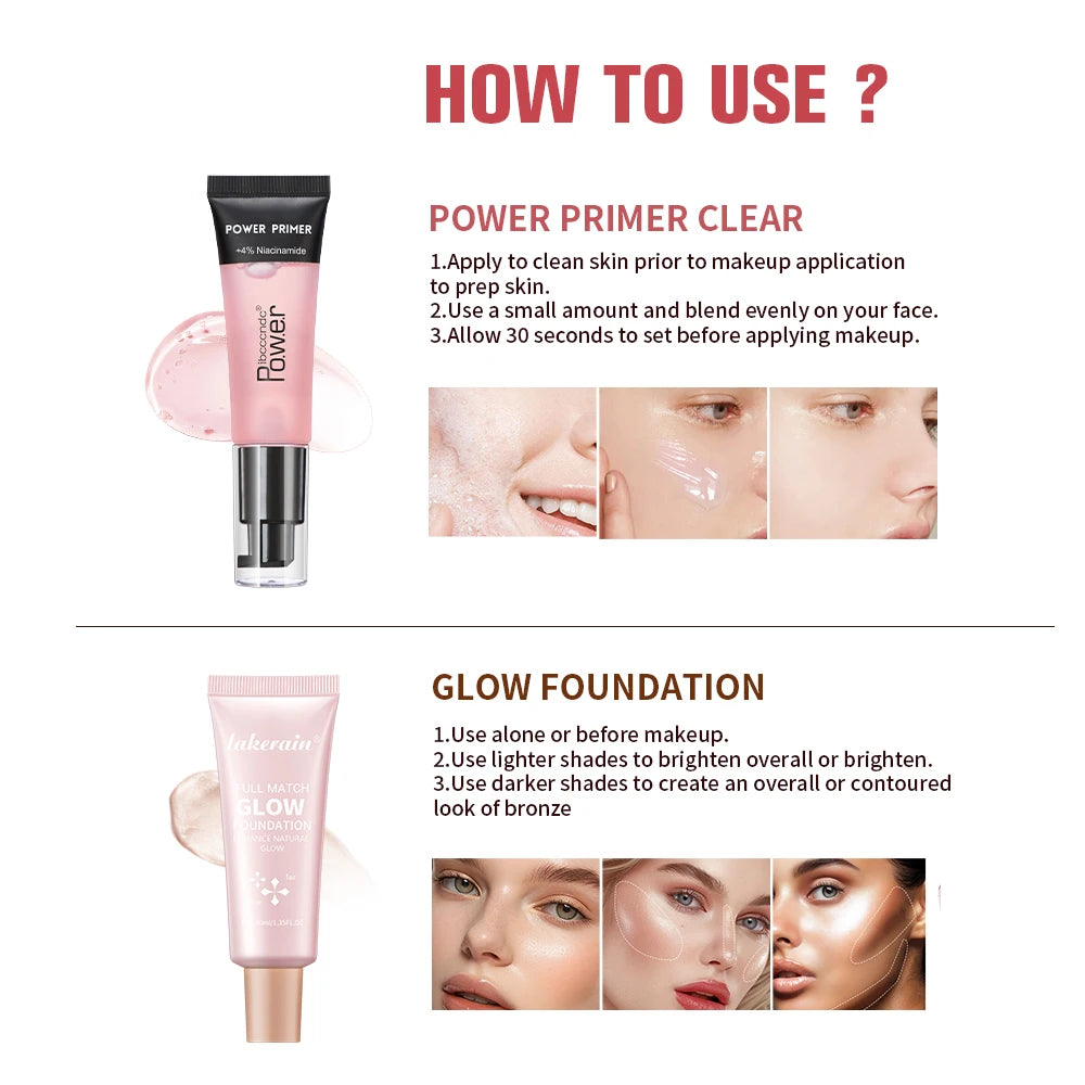 Hydrating Primer and Glow Foundation Makeup Set - 4