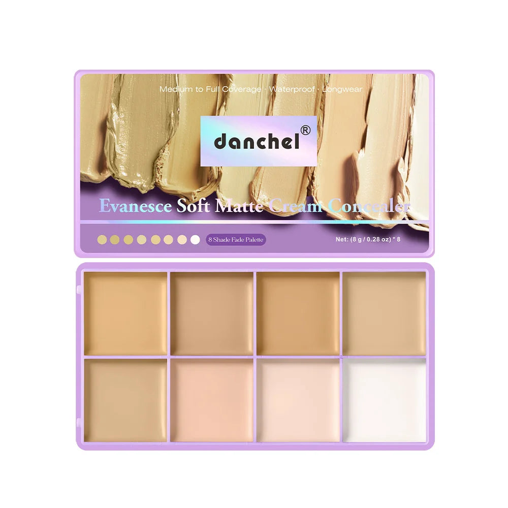 8-Shade Cream Concealer Palette for Full Coverage