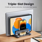 Triple-Slot Vertical Aluminum Laptop and Tablet Stand