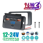 3 or 4 Port USB PD and QC3.0 Fast Charging Socket with LED Display