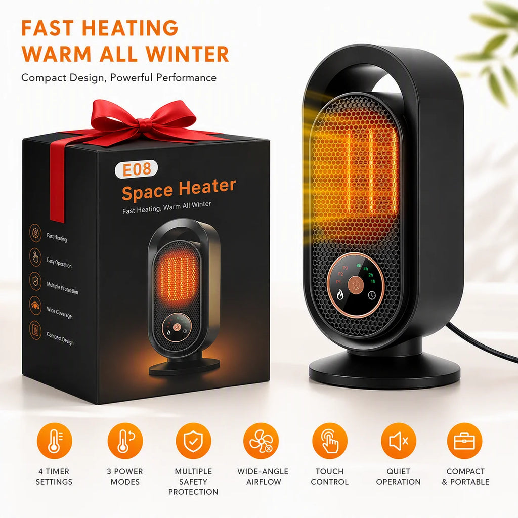 Portable PTC Ceramic Space Heater with Touch Control and Timer