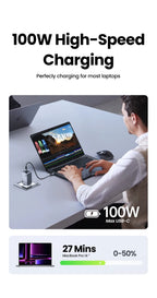 100W GaN Fast USB-C Wall Charger for Laptops and Smartphones