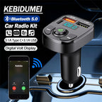 Bluetooth 5.0 FM Transmitter Car Radio Kit with Type C and Dual USB