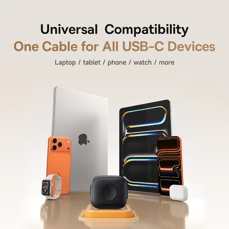 100W Retractable Fast Charging Cable with Watch Wireless Charger