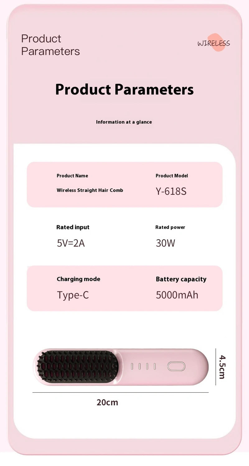 Fast Heating Cordless Hair Straightening Brush