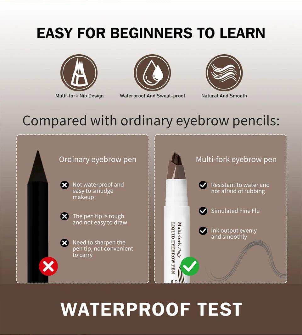 Waterproof Multi-Fork Liquid Eyebrow Pen - 12