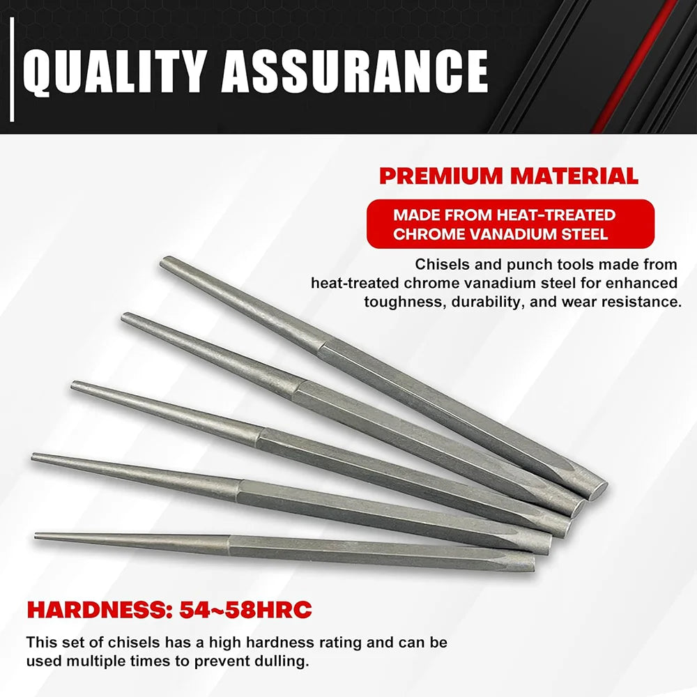 Professional 16-Piece Punch and Chisel Tool Set for Metalworking