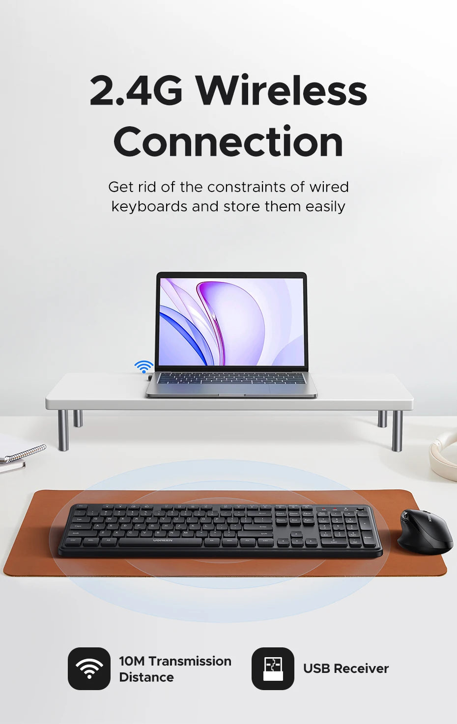 Ultra-Slim 2.4G Wireless 104-Key Full-Size Keyboard