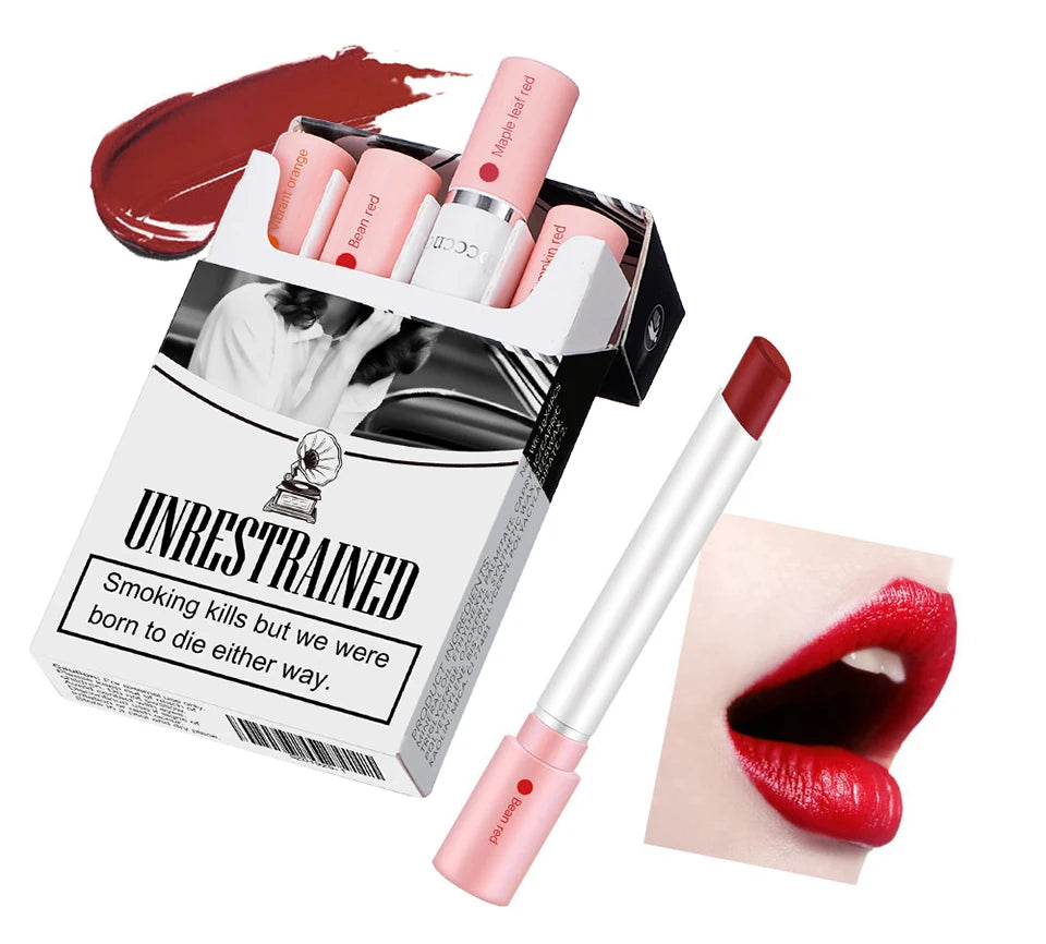 Matte Lipstick Set with Creative Cigarette Design