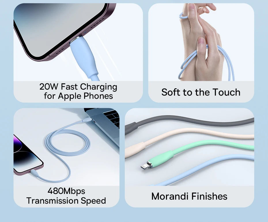 USB-C to Lightning 20W Fast Charging Liquid Silicone Cable