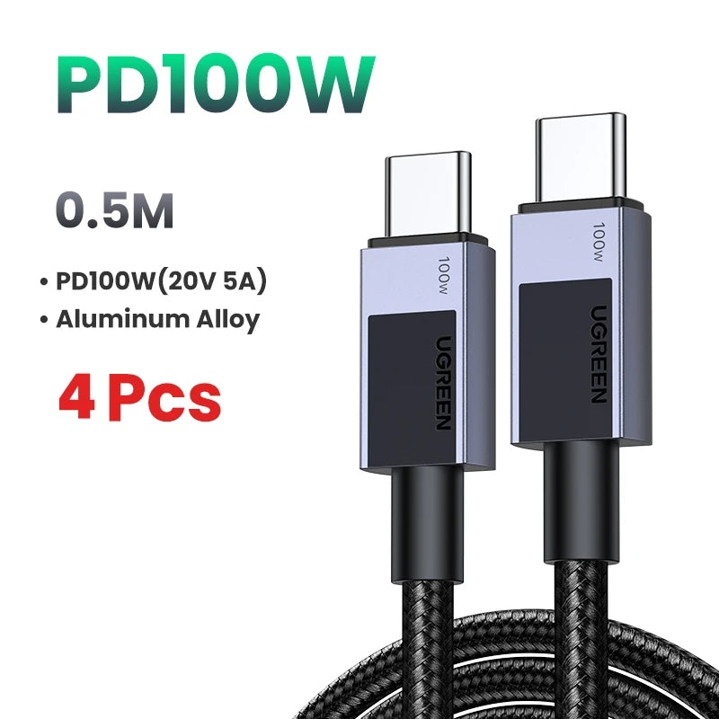 100W USB-C Fast Charging Cable for Laptops and Smartphones