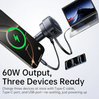 60W Retractable Fast Car Charger with 3 Ports