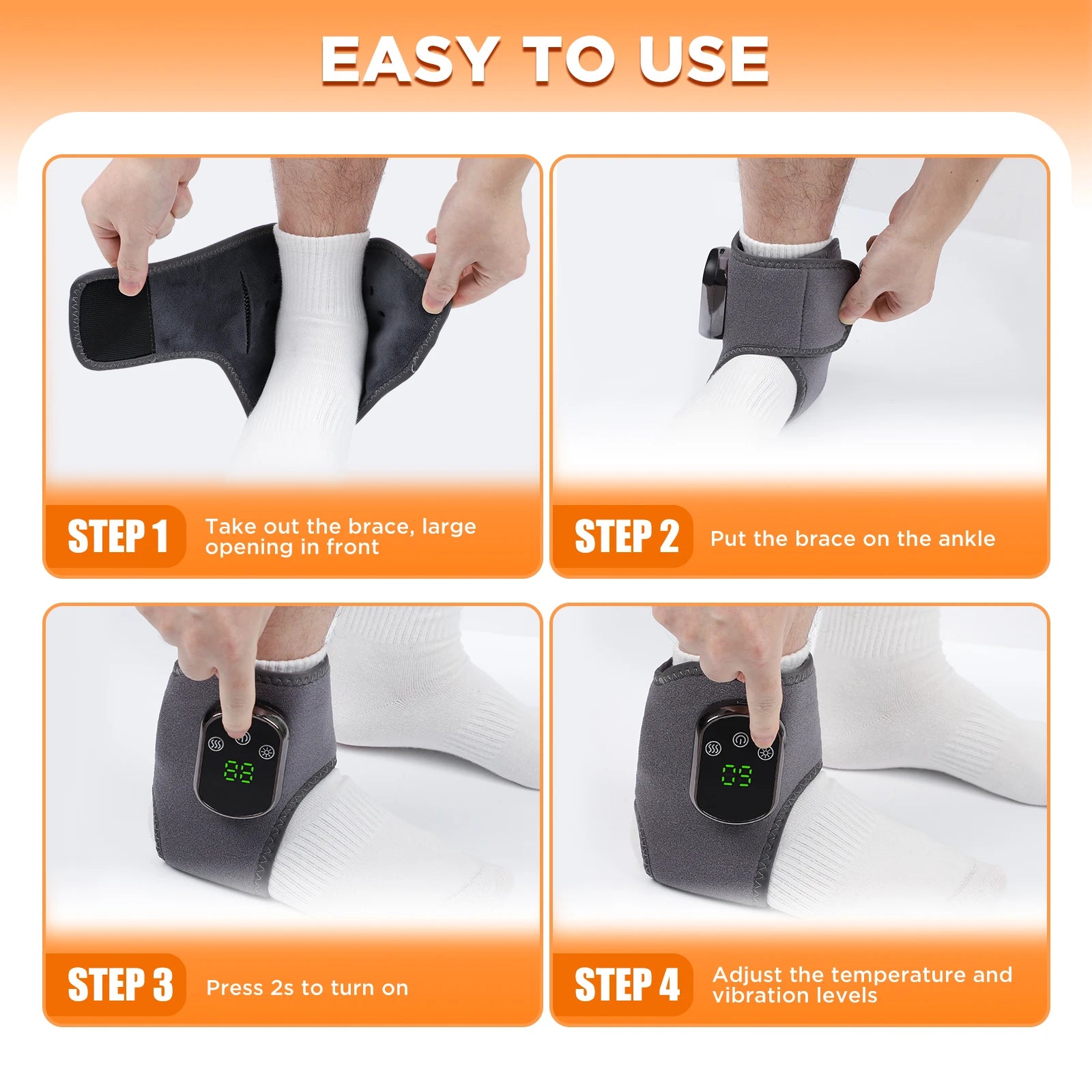 Adjustable Heated Ankle Massager with Vibration - 11