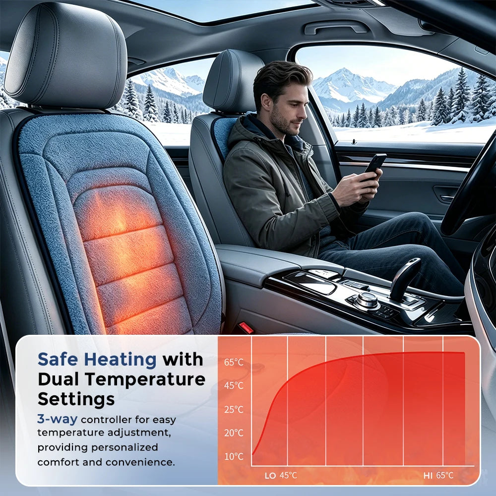 Heated Faux Lambswool Car Seat Cushion for Winter Driving